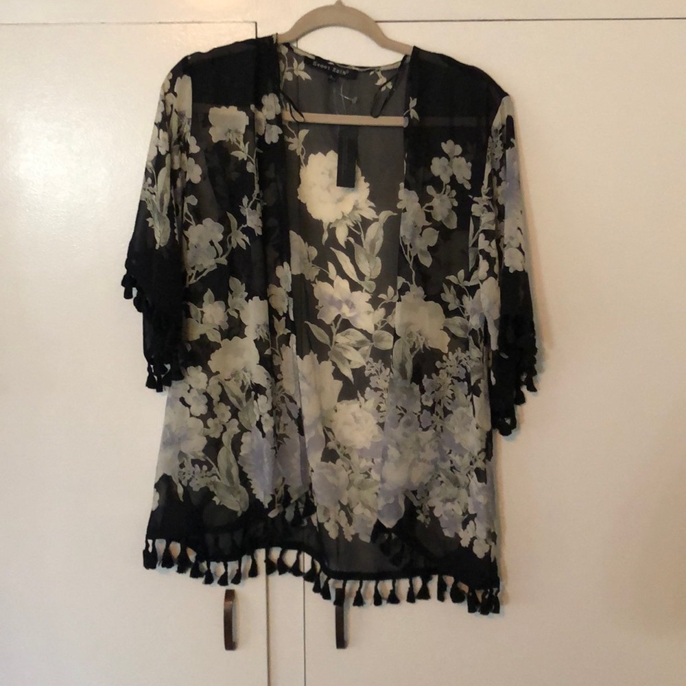 Sweet Rain tasseled open blouse/cover up NWT
